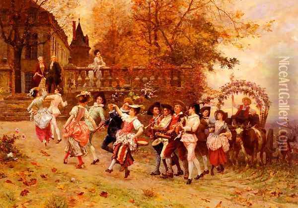 La Fete De Vendange (The Harvest Festival) Oil Painting - Charles Edouard Edmond Delort