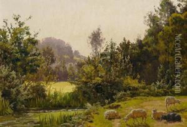 Landschaft Mit Schafen Oil Painting - William Baptiste Baird