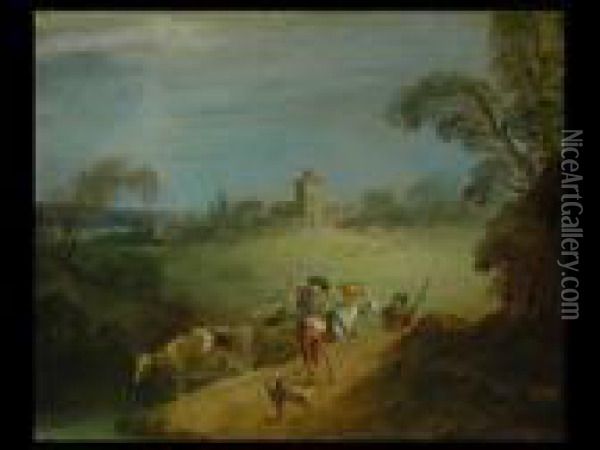 Landschaft Mit Hirten Oil Painting - Jean-Baptiste Joseph Pater