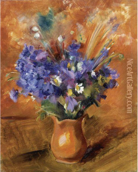 Still Life Of Cornflowers Oil Painting - Nikolai Andreevich Tyrsa