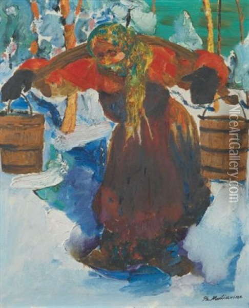 Russian Baba Carrying Water Oil Painting - Filip Malyavin