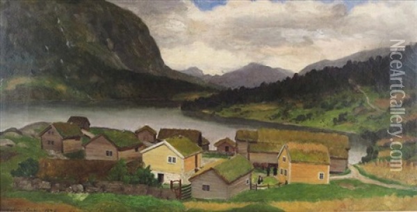 Holsendel In September Oil Painting - Anders Guttormsen Wigdahl