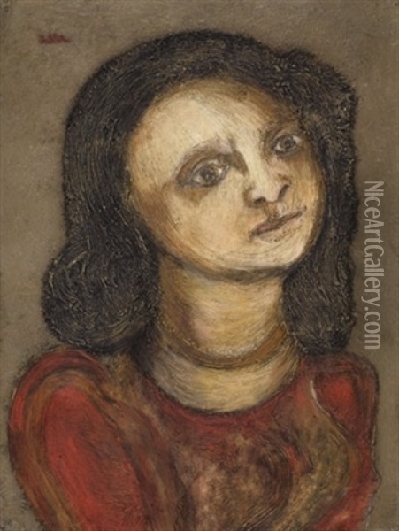 Young Girl In A Red Blouse Oil Painting - Jankel Adler