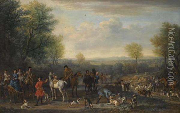A Hunting Party Oil Painting - John Wootton