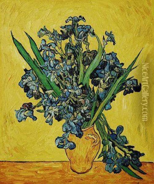 Irises In A Vase Oil Painting - Vincent Van Gogh