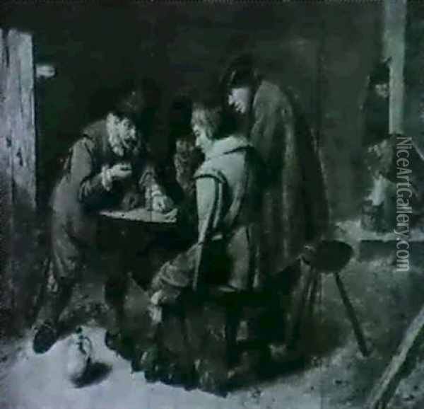 Soldiers Gambling In A Tavern Oil Painting - Adriaen Brouwer