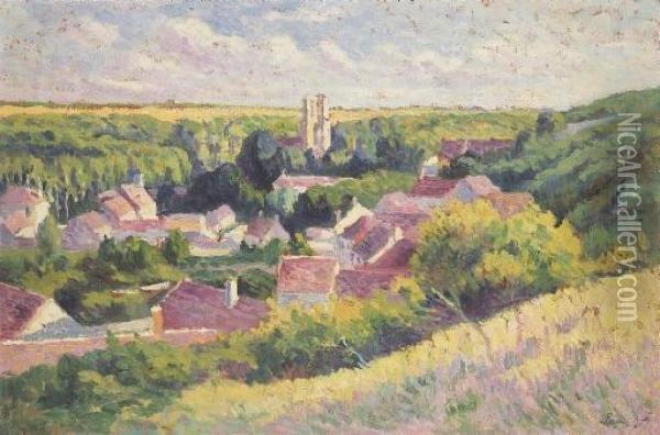 Moulineux, Le Village Oil Painting - Maximilien Luce