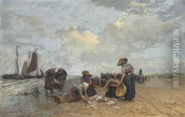 Return Of The Fishing Boats Oil Painting - Bernardus Johannes Blommers