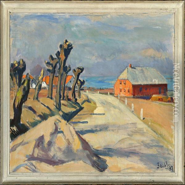 Landevej, Tidligt Forar Oil Painting - Jacob Jorgensen