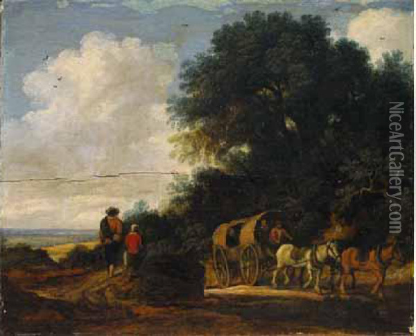 Paysage Avec Paysans Et Carriole Oil Painting - Pieter De Molijn