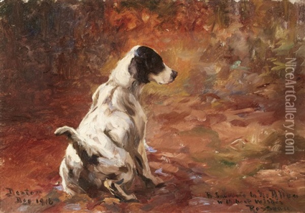Setter In A Landscape Oil Painting - Percival Leonard Rosseau
