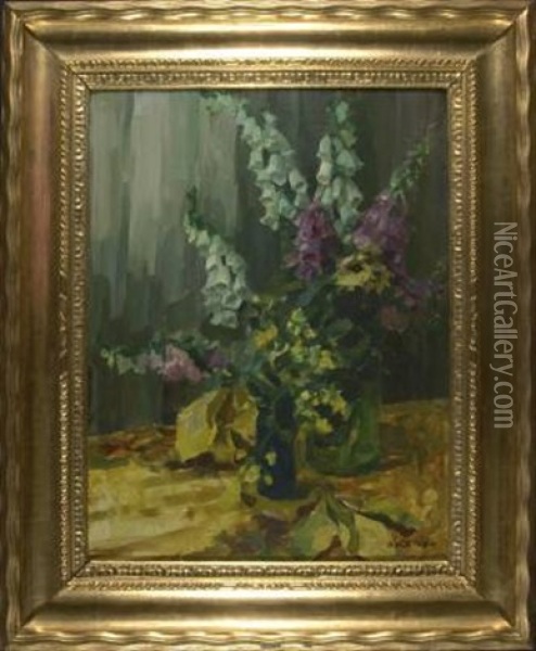 Fingerhut In Vase Oil Painting - Alexander Max Koester