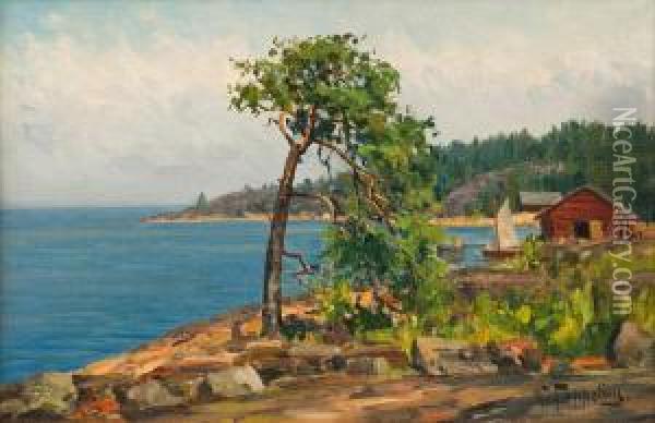 Home Bay Oil Painting - Woldemar Toppelius