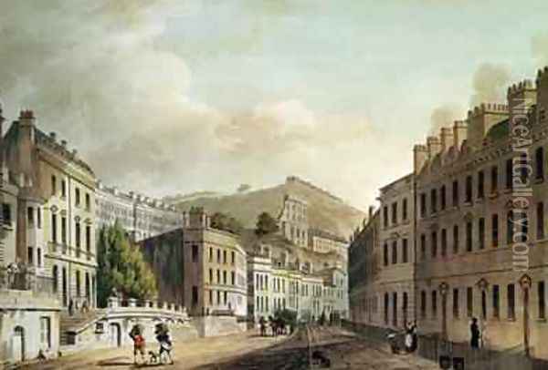 Axford and Paragon Buildings from Bath Illustrated by a Series of Views Oil Painting - John Claude Nattes