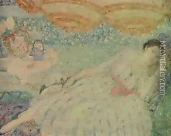 Under The Awning Oil Painting - Frederick Carl Frieseke