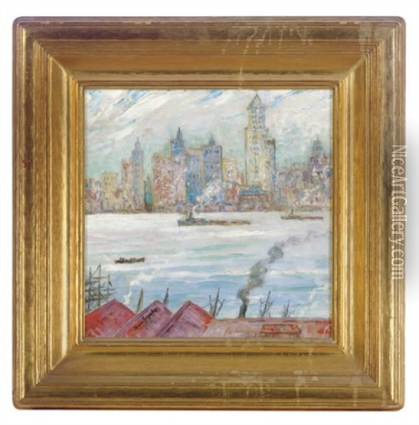 New York From Brooklyn Oil Painting - Boyer Gonzales