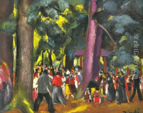 Revelers In The Grove Oil Painting - David Jandi