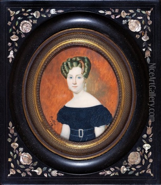 Mme. Antoine Alcide Delpeuch, Nee Marie Louise Chloe Grandchamps (1807-1886) Oil Painting - Louis Antoine Collas