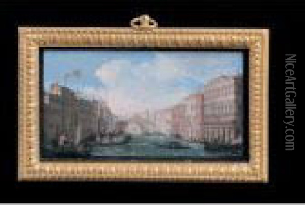 Venezia, Il Canal Grande Con Il Ponte Di Rialto Oil Painting - Giovanni Migliara