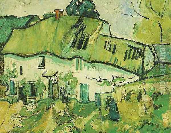 Farmhouse With Two Figures Oil Painting - Vincent Van Gogh