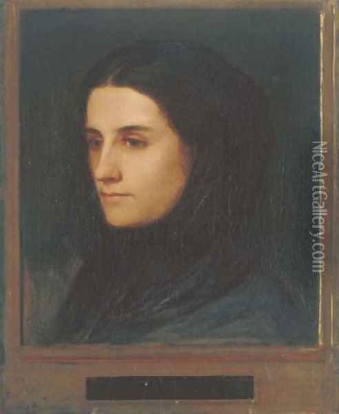 Angela Bocklin mit schwarzem Schleier 1854 Oil Painting - Arnold Bocklin