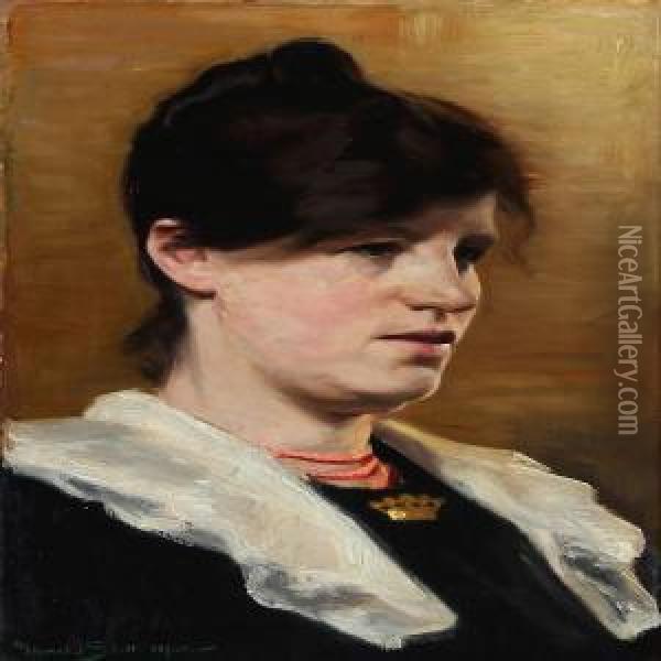 Portraet Af Malerinden Agnes Slott-moller Oil Painting - Harald Slott-Moller