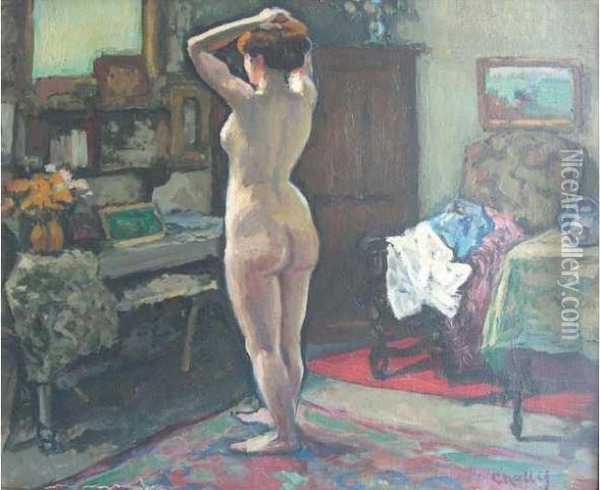 Nu Dans L Atelier Oil Painting - Jean Laurent Challie