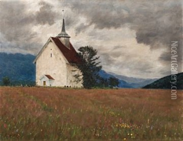 Bo Gamle Kirke Oil Painting - Torleiv Jorgensen Stadskleiv