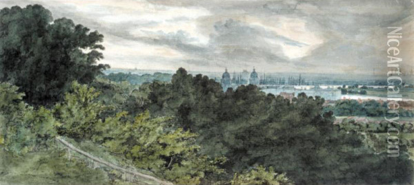 Greenwich With The Tower Of The Hospital; Greenwich With Hospital Towers Oil Painting - George Heriot