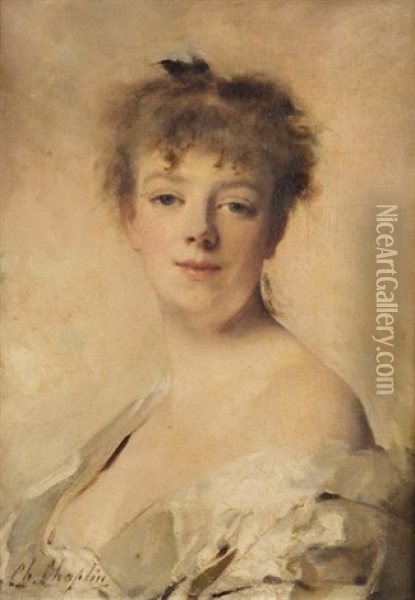 Portrait De Femme Oil Painting - Charles Joshua Chaplin