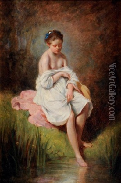 Jeune Fille Au Bain Oil Painting - Charles Joshua Chaplin
