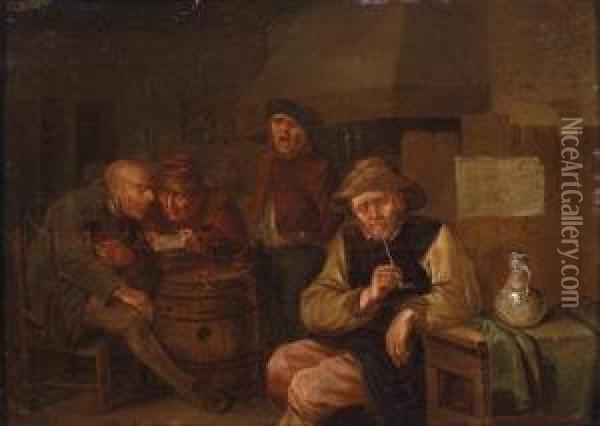 A Rustic Tavern Interior Oil Painting - Egbert Jaspersz. van, the Elder Heemskerck