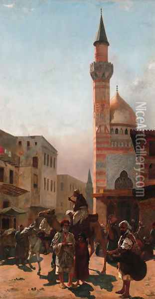 A street market, Constantinople Oil Painting - Moritz Stifter
