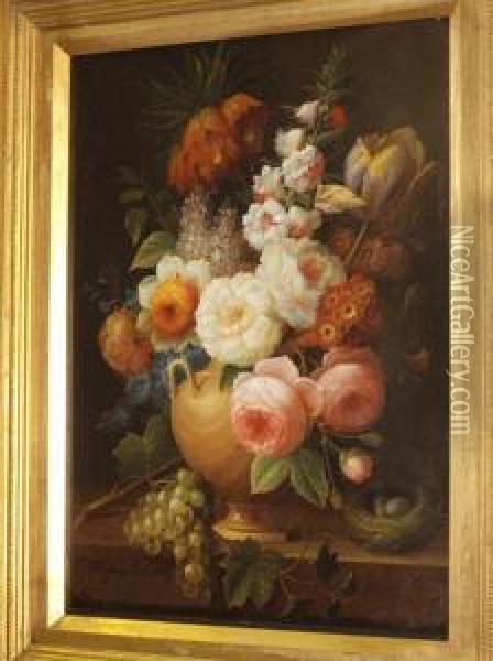 Flowerpiece, And Another Similar Oil Painting - Thomas Webster