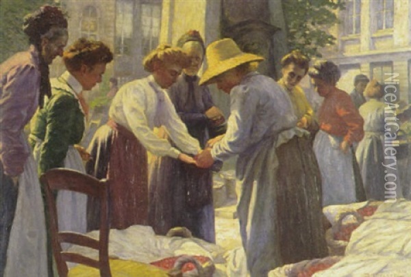 La Marchande De Fraises Oil Painting - Eduard Roelant