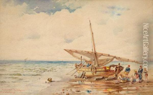 Presentando La Pesca Oil Painting - Emilio Casals Y Camps