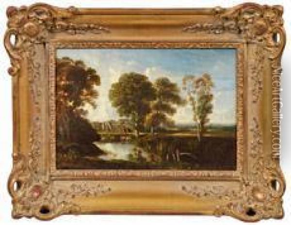 Flusslandschaft Beisonnenuntergang Oil Painting - Charles-Francois Daubigny