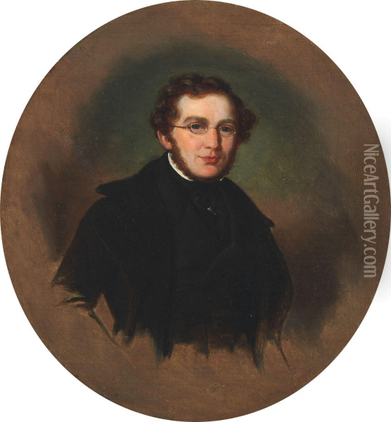 Portrait Of The Dansih Poet Hans Peter Holst(1811-1893) Oil Painting - Emil Baerentzen