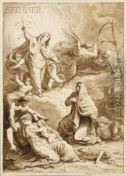 Virgin Interceding On Behalf Of Plague Victims Oil Painting - Felice Gianni