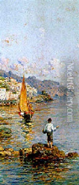 Pescatore Ad Amalfi Oil Painting - Giuseppe Carelli