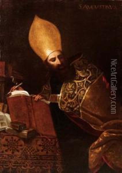 Sant' Agostino Oil Painting - Nicolas Tournier