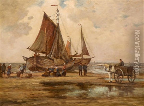Fischerboote Im Watt Oil Painting - Hans Herrmann