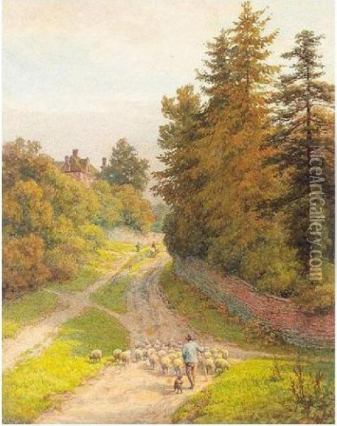 Lane At Bredon, Worcestershire Oil Painting - Samuel Henry Baker