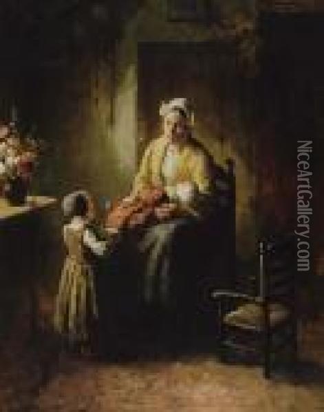 Domestic Bliss Oil Painting - Bernard Johann De Hoog