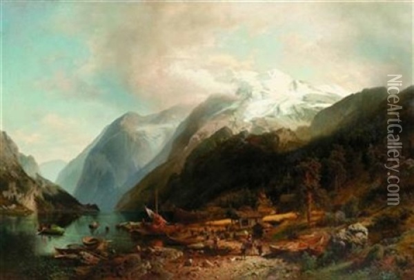 Lofoten Islands, Norway Oil Painting - Hermann Herzog