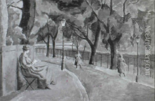 In The Park Oil Painting - Therese Lessore