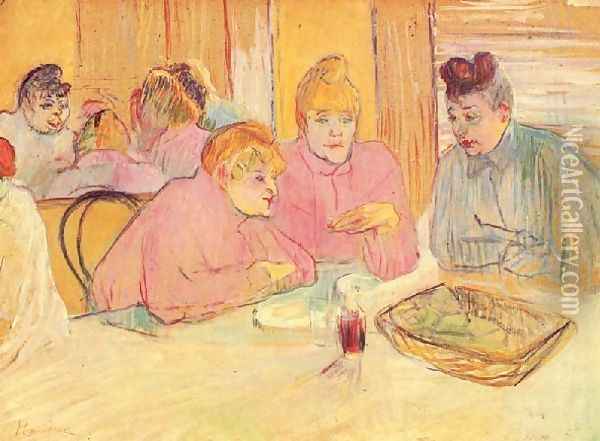 In The Dining Room Of The Brothell Oil Painting - Henri De Toulouse-Lautrec
