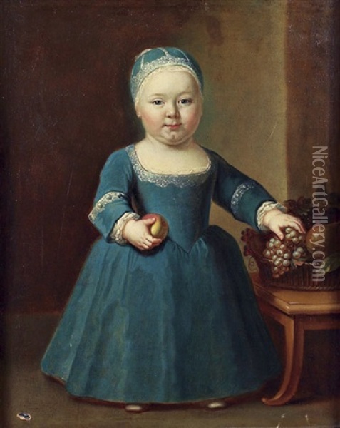 Portrait D'enfant A La Corbeille De Fruits Oil Painting - Louis Michel van Loo