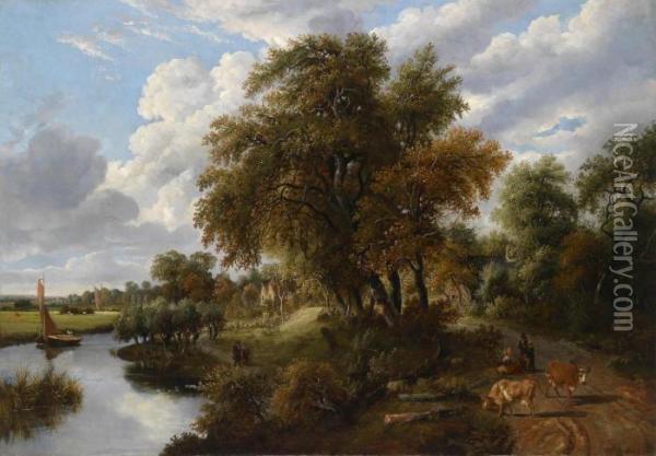 Landscape With River Oil Painting - James Stark