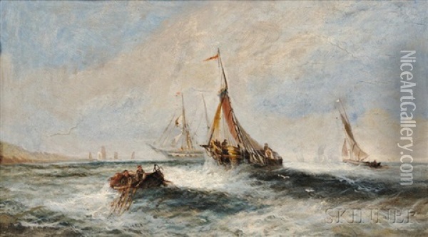 A Rough Sea Oil Painting - Edwin Hayes